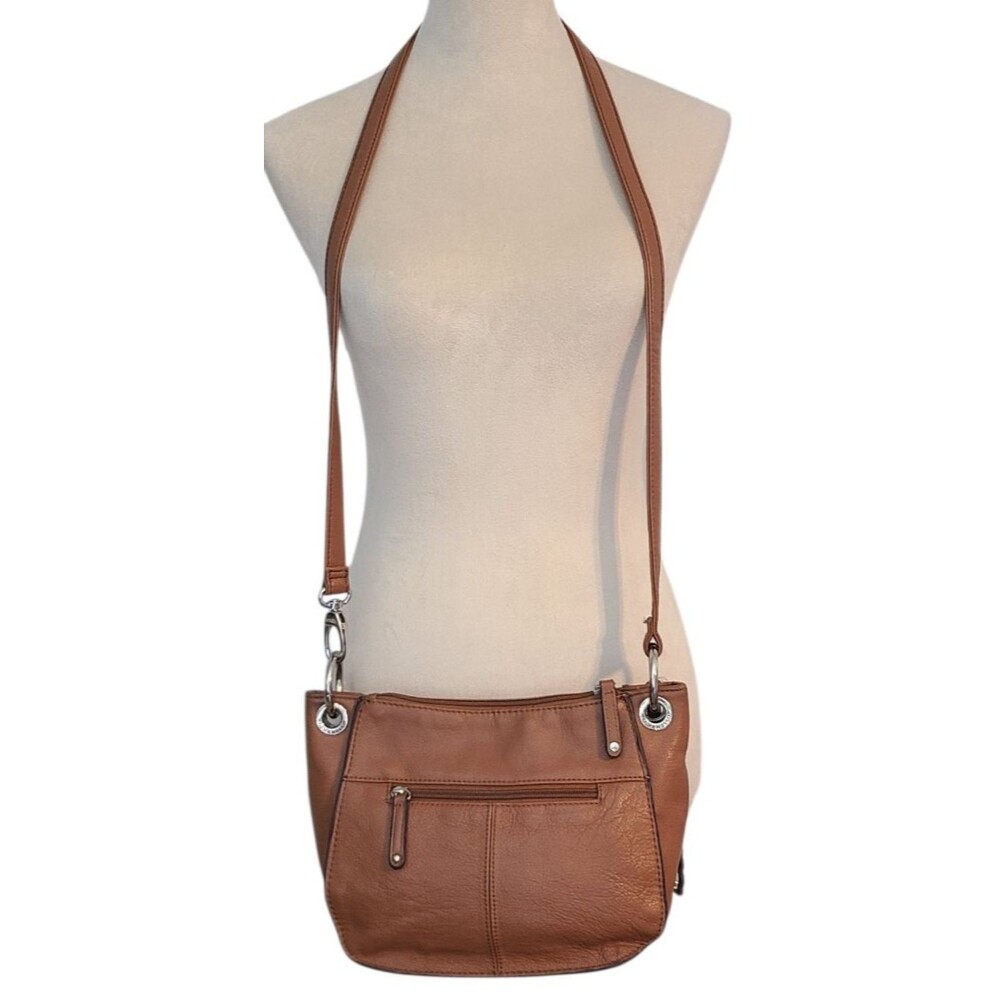 Tignanello Leather Crossbody Shoulder Strap Bag Brown Logo Charm Purse Capsule